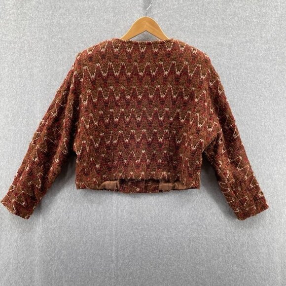 CHYPHON Sweater Cardigan Womens 8 Red Gold Tapestry Button Front Lined Vintage - Picture 4 of 7